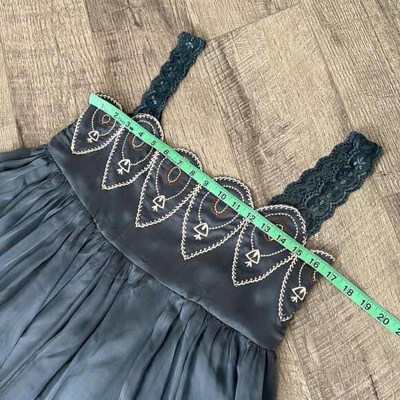 Silk sundress aquamarine Sz Xl summer dress - Picture 7 of 9